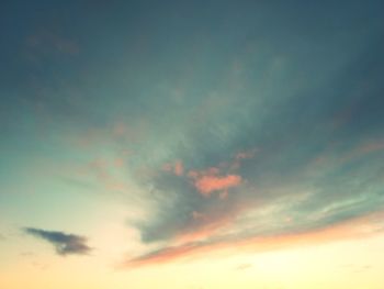 Low angle view of cloudy sky during sunset