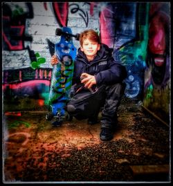 Portrait of cute boy outdoors