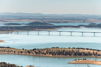 Scenic view of lake against clear sky