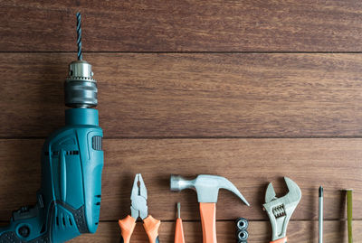Directly above shot of tools on table