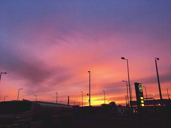 Silhouette of road at sunset