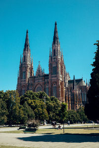 Church in the middle of the city in la plata buenos aires
view of building against blue sky
