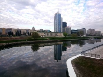 Reflection of buildings in city