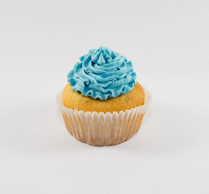 Close-up of cupcakes against white background