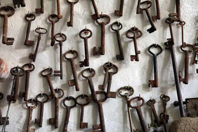 Old keys on wall