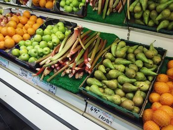 High angle view of fruits for sale in market