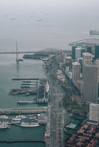 Aerial view over empty streets of san francisco 