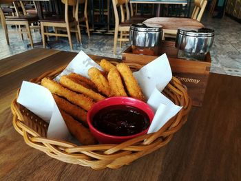 High angle view of food on table