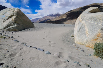 Scenic view of land against sky