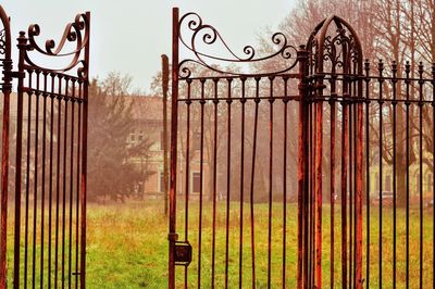 Close-up of closed gate