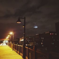 Illuminated street lights at night