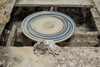 Pottery wheel at workshop