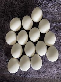 High angle view of eggs on table