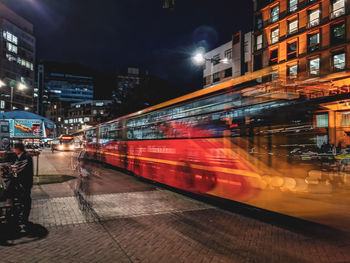 Blurred motion of illuminated city at night