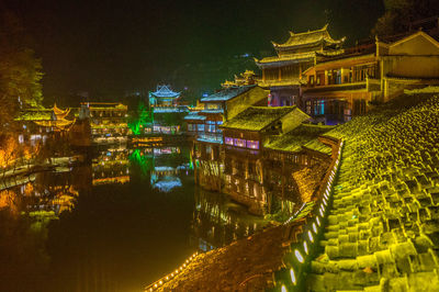 Illuminated city at night
