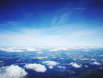 Aerial view of clouds against blue sky