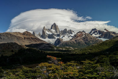 Scenic view of mountains against sky