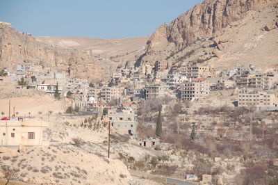 Aerial view of buildings in town