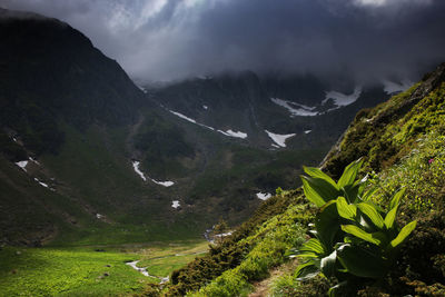 Scenic view of mountains against sky