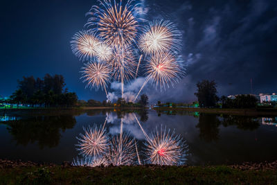 Firework display during celebration at night
