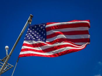 Low angle view of american flag