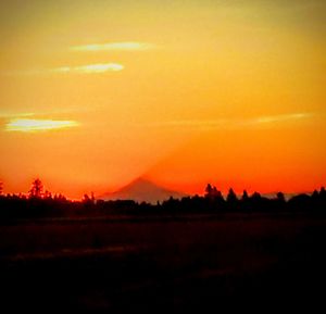 Silhouette of landscape at sunset