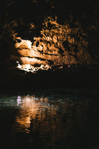 Scenic view of sea at night