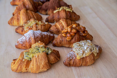 High angle view of bread on table