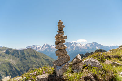 Panoramic view on the mountain ranges of the dolomites in italy