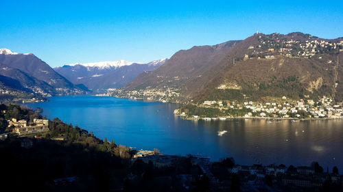 Scenic view of lake against blue sky