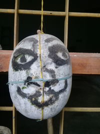 Close-up of crystal ball hanging on table