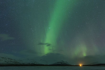 Scenic view of landscape against sky at night