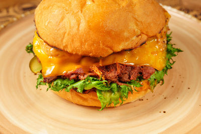 Close-up of food in plate on table