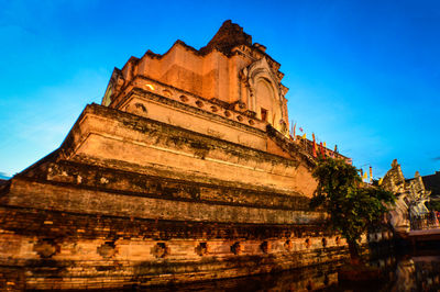 Old pagoda architecture lanna at wat chedi luang chiangmai, northern, thailand.