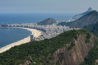 View of copacabana and the atlantic forest on foreground, rio de janeiro, brazil