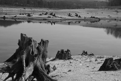 Panoramic view of rocks on beach against sky