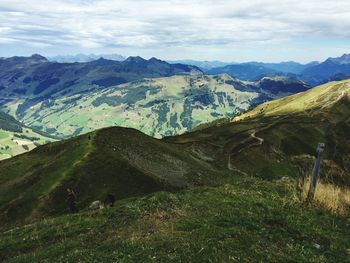 Scenic view of mountains against sky