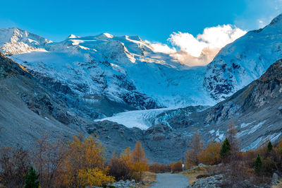 A close-up view of the morteratsch glacier in autumn, engadin, switzerland.