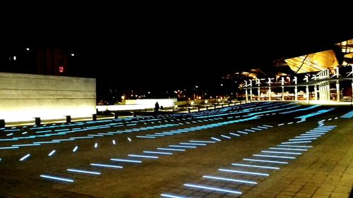 Railroad tracks at night