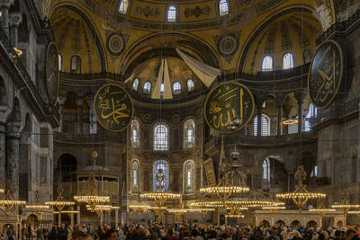 Istanbul, turkey - april 29, 2022 - inside the hagia sophia mosque