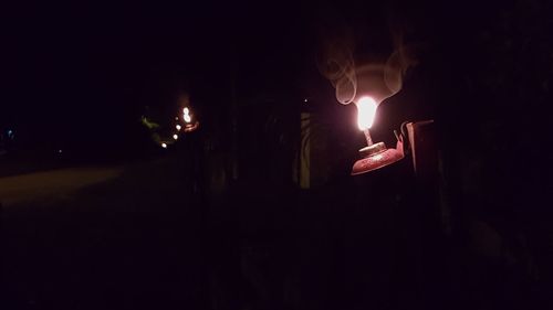 Close-up of fire in the dark