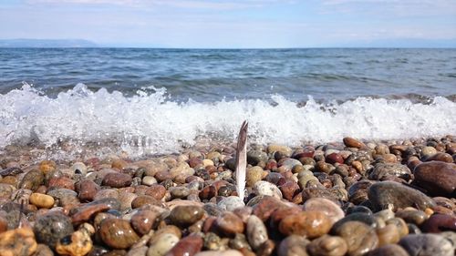 Waves breaking on beach