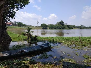 Scenic view of lake against sky