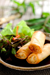 Close-up of food in plate on table