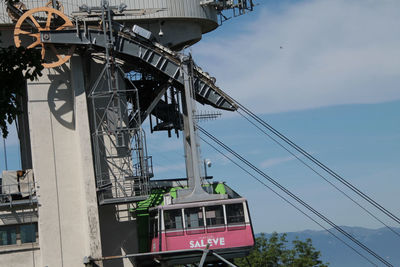 Low angle view of train against sky