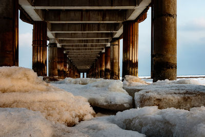 Interior of bridge during winter