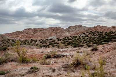 Scenic view of rocky mountains against sky