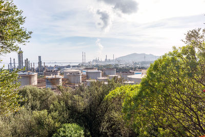 View of industrial areas located on the sea coast