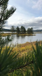 Scenic view of lake against sky