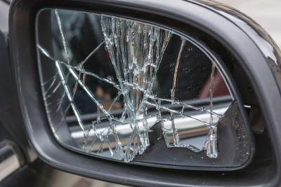 Close-up of side-view mirror